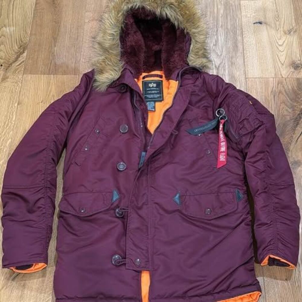 Alpha Industries N-3B Parka 50th Anniversary Edition - Size Small Burgundy